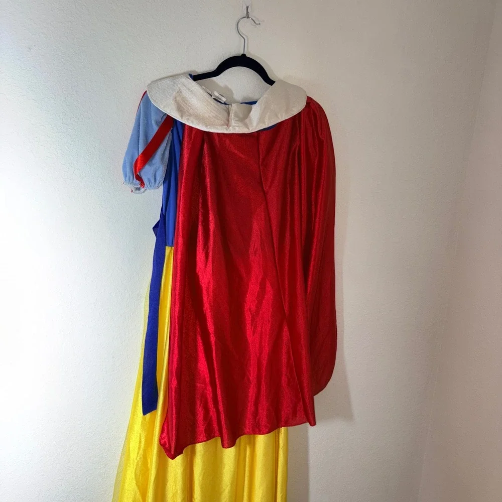 Disney Snow White Costume Dress Kids age 12 / 14 Blue Yellow  Attached Cape